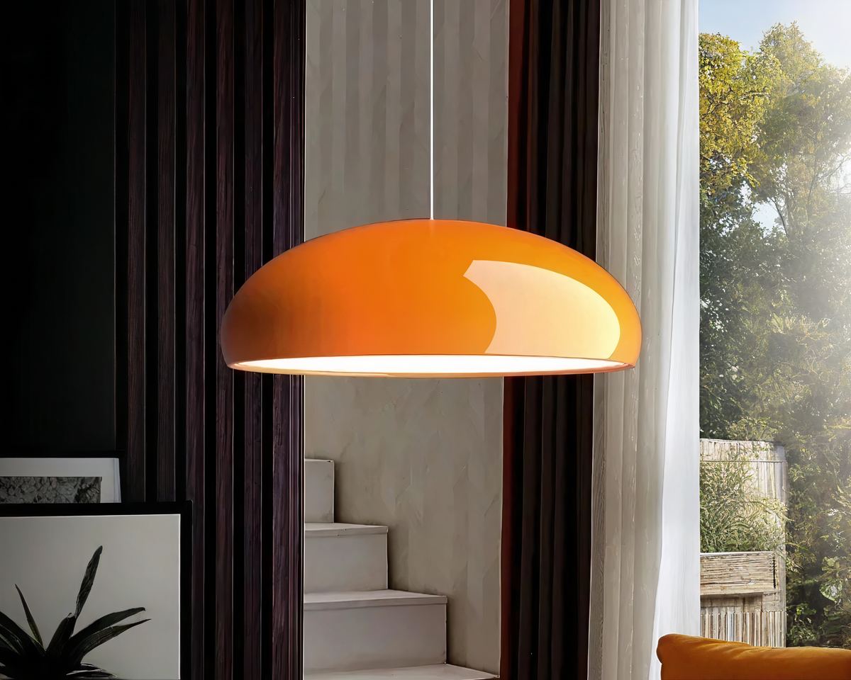 Lustre entrée abat-jour chapeau en métal coloré, vue 4