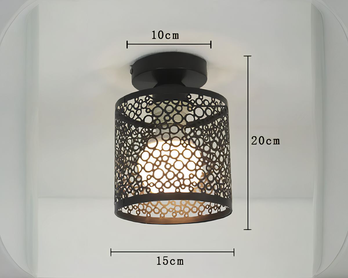 Lustre entrée plafonnier en métal ajouré noir ou blanc, vue 5