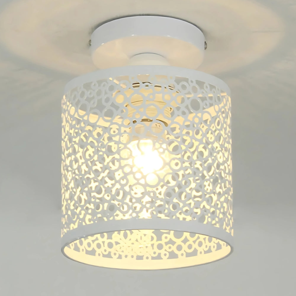 Lustre entrée plafonnier en métal ajouré noir ou blanc, vue 6