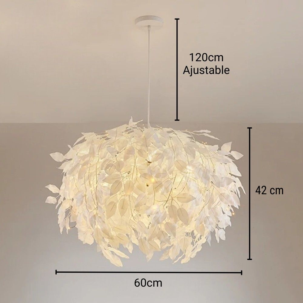 Lustre chambre cocooning à feuilles blanches suspendues, vue 8