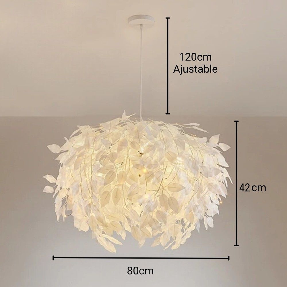 Lustre chambre cocooning à feuilles blanches suspendues, vue 9