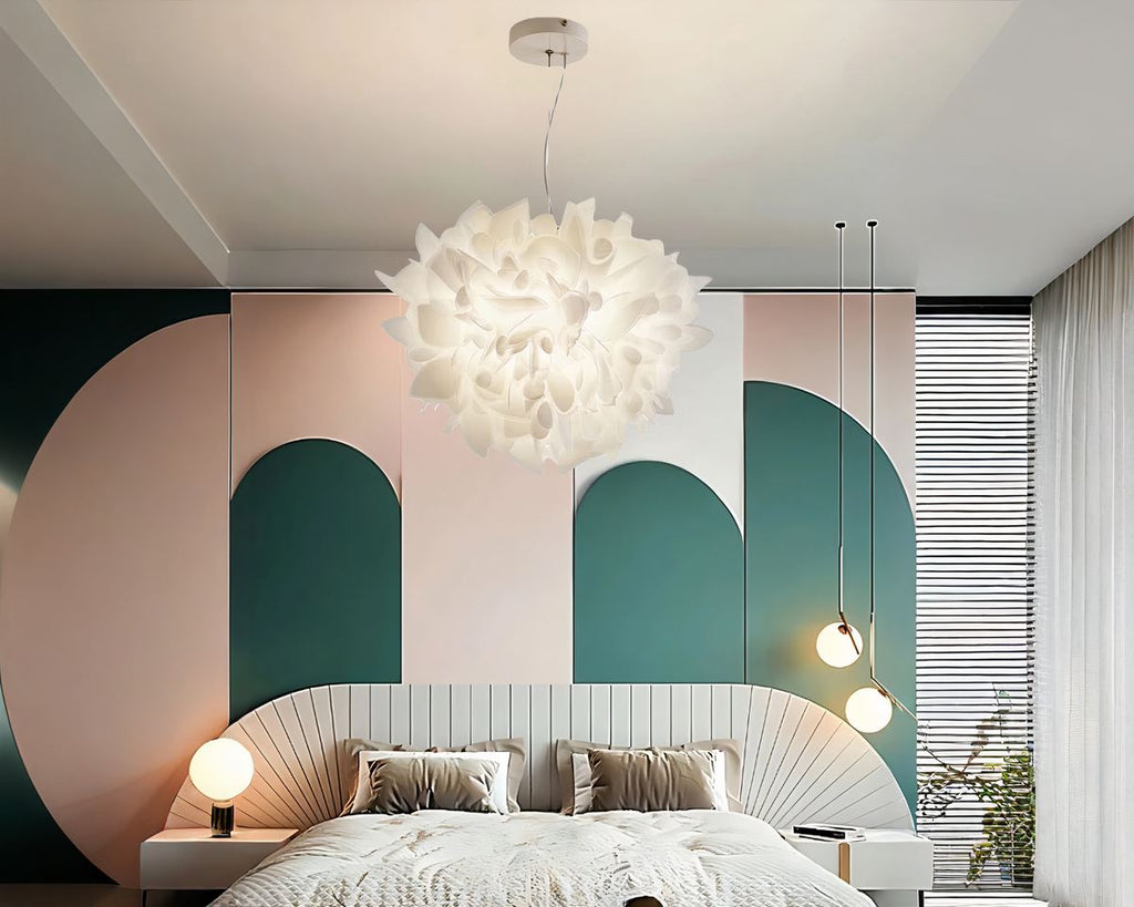 Lustre chambre cocooning fleur en acrylique blanc, vue 2