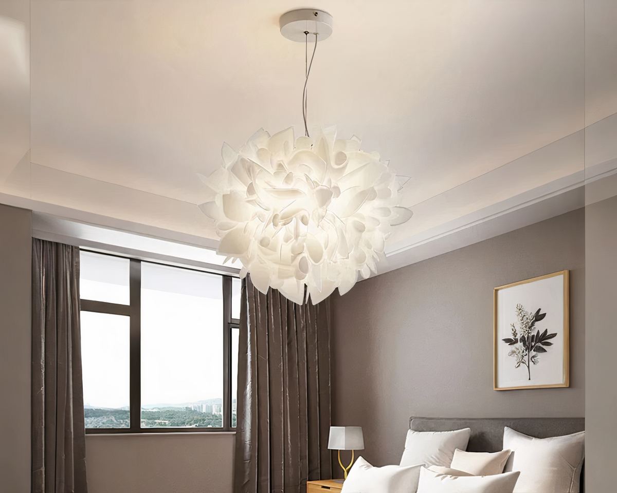 Lustre chambre cocooning fleur en acrylique blanc, vue 3