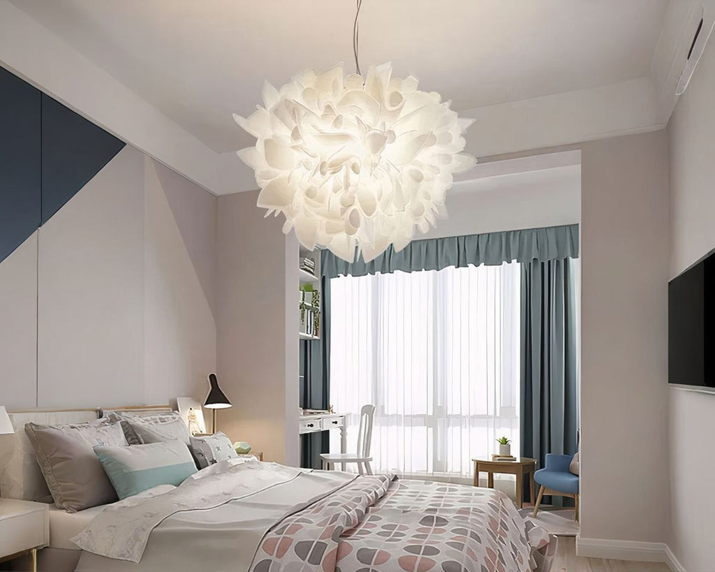 Lustre chambre cocooning fleur en acrylique blanc, vue 4