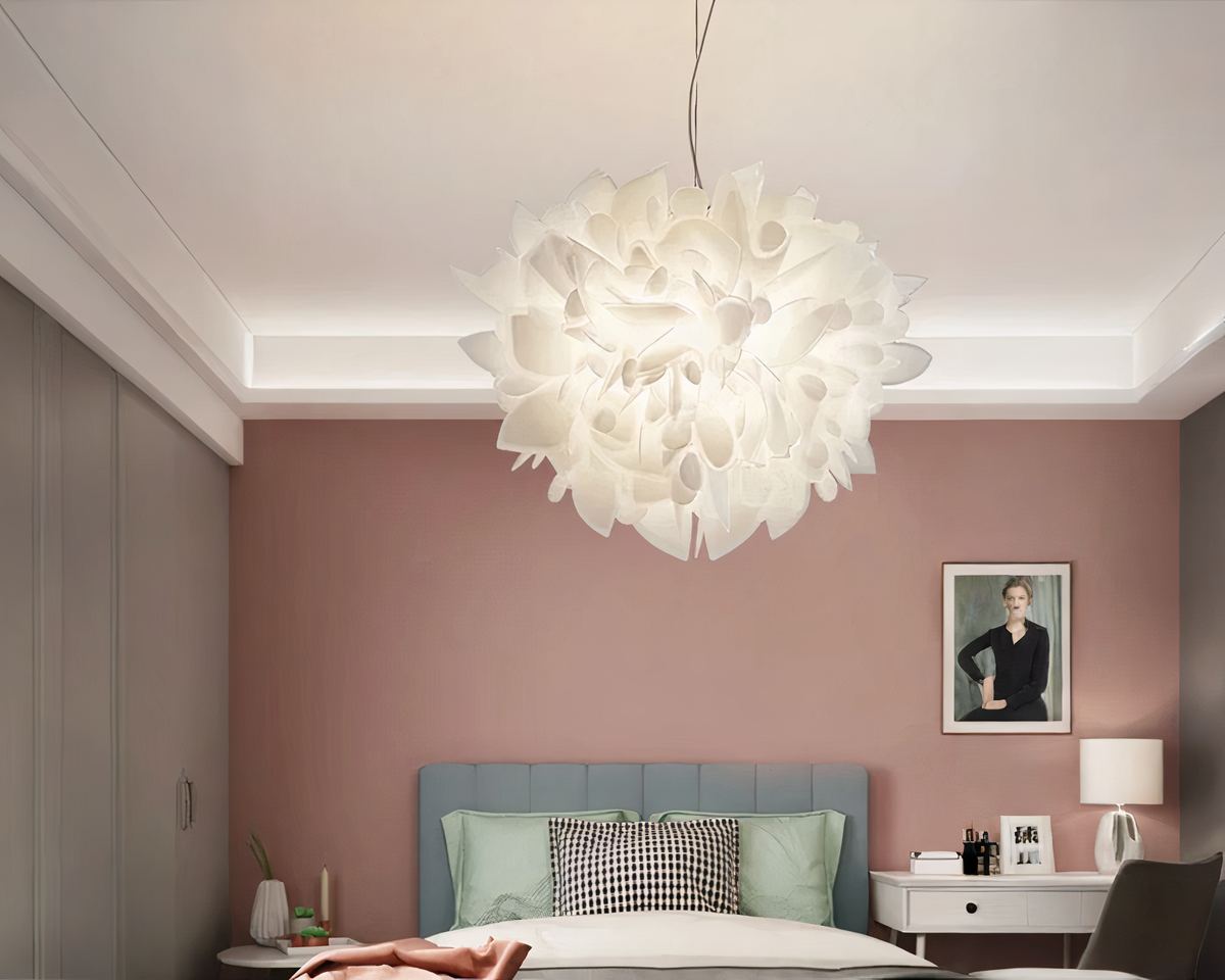 Lustre chambre cocooning fleur en acrylique blanc, vue 5