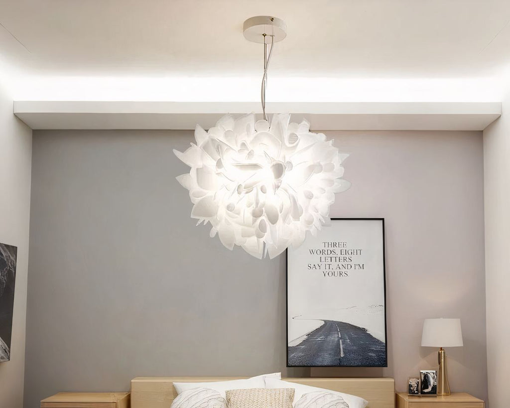 Lustre chambre cocooning fleur en acrylique blanc, vue 6