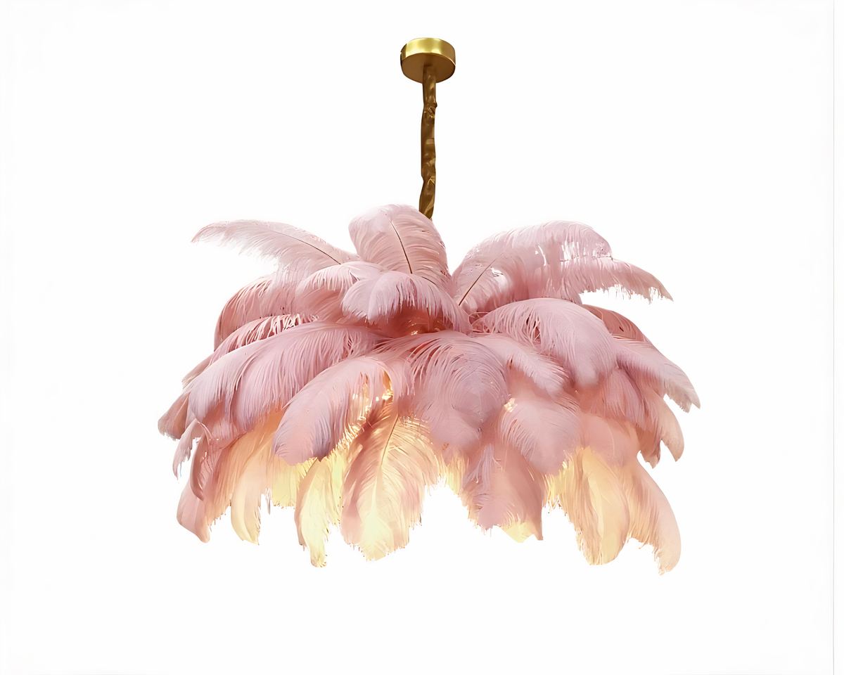 Lustre chambre cocooning en plumes d'autruche, vue 8