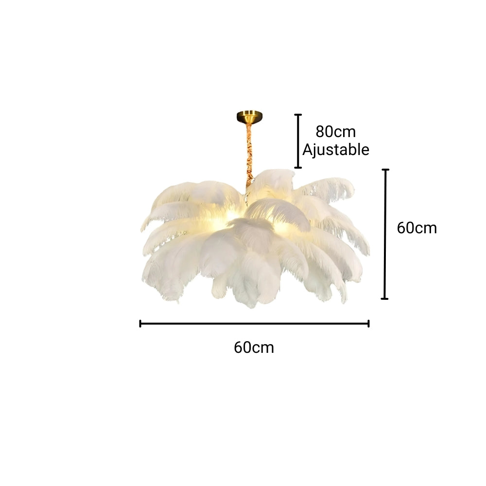 Lustre chambre cocooning en plumes d'autruche, vue 9