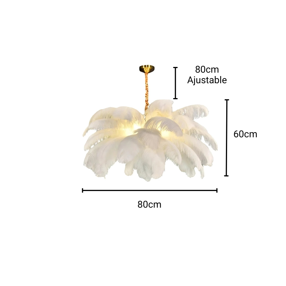 Lustre chambre cocooning en plumes d'autruche, vue 10