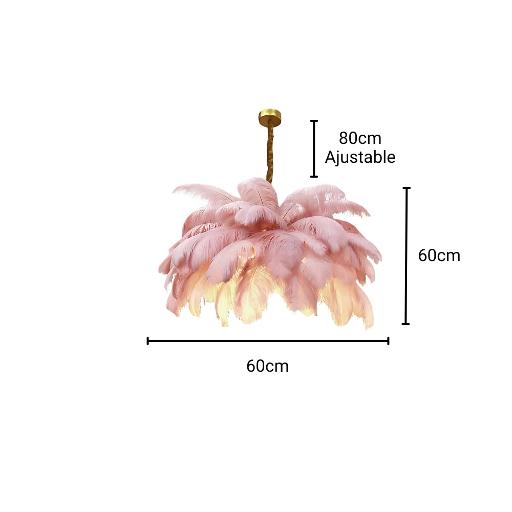 Lustre chambre cocooning en plumes d'autruche, vue 11
