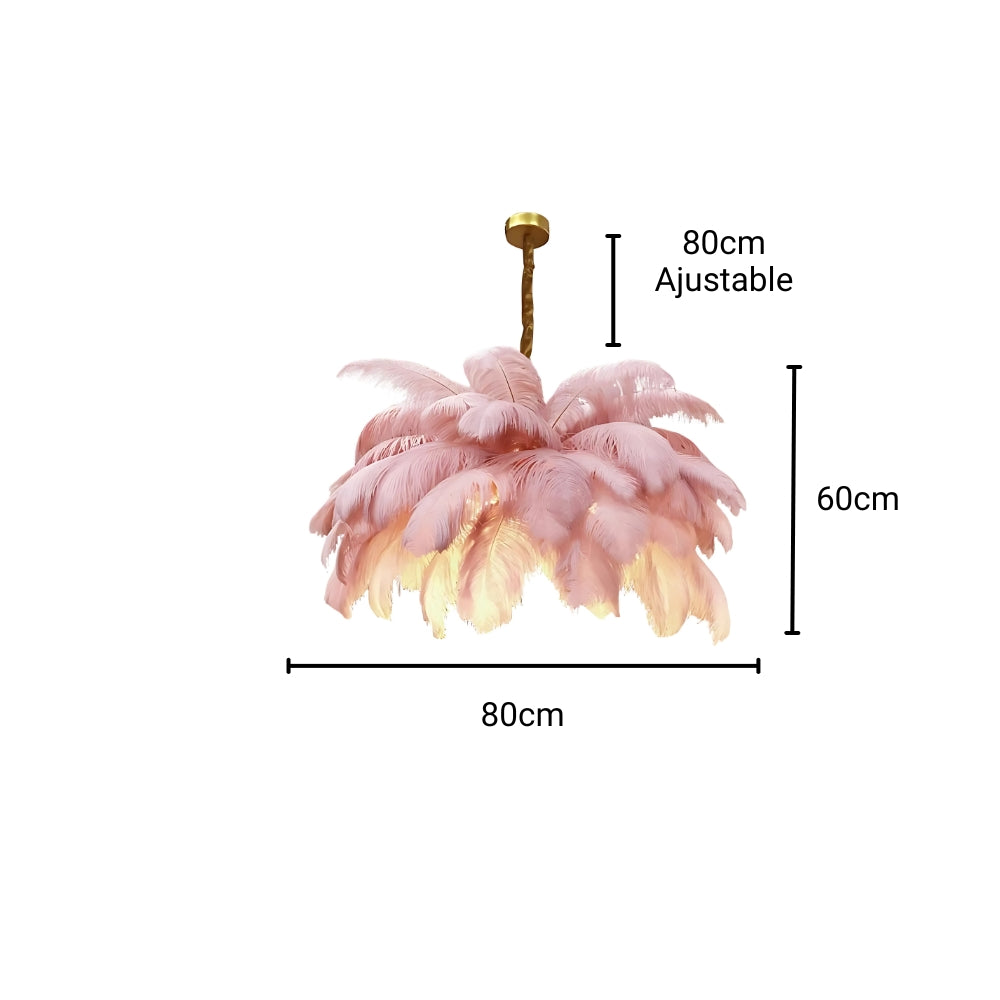 Lustre chambre cocooning en plumes d'autruche, vue 12