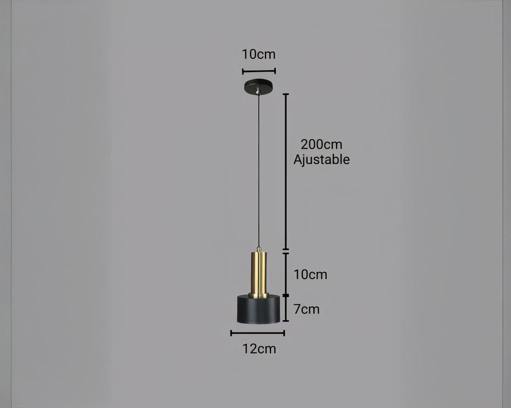 Lustre cuisine petite suspension noire et dorée, vue 6