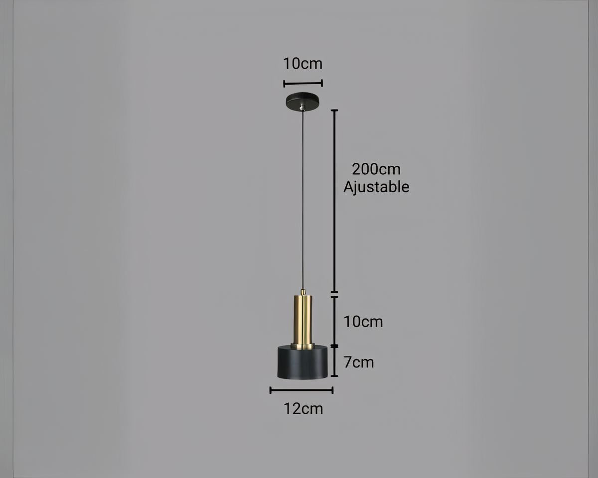 Lustre cuisine petite suspension noire et dorée, vue 6
