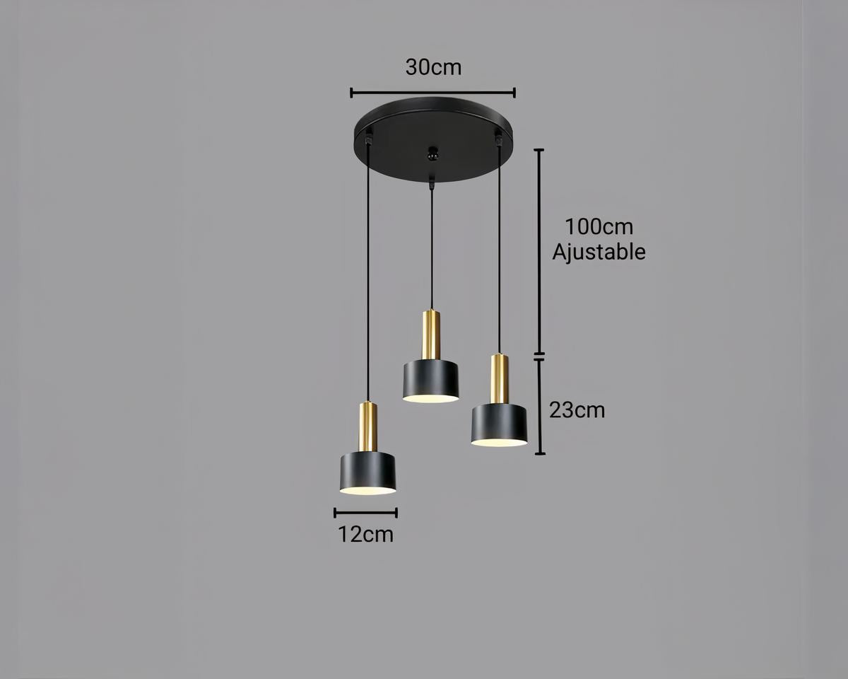 Lustre cuisine petite suspension noire et dorée, vue 7