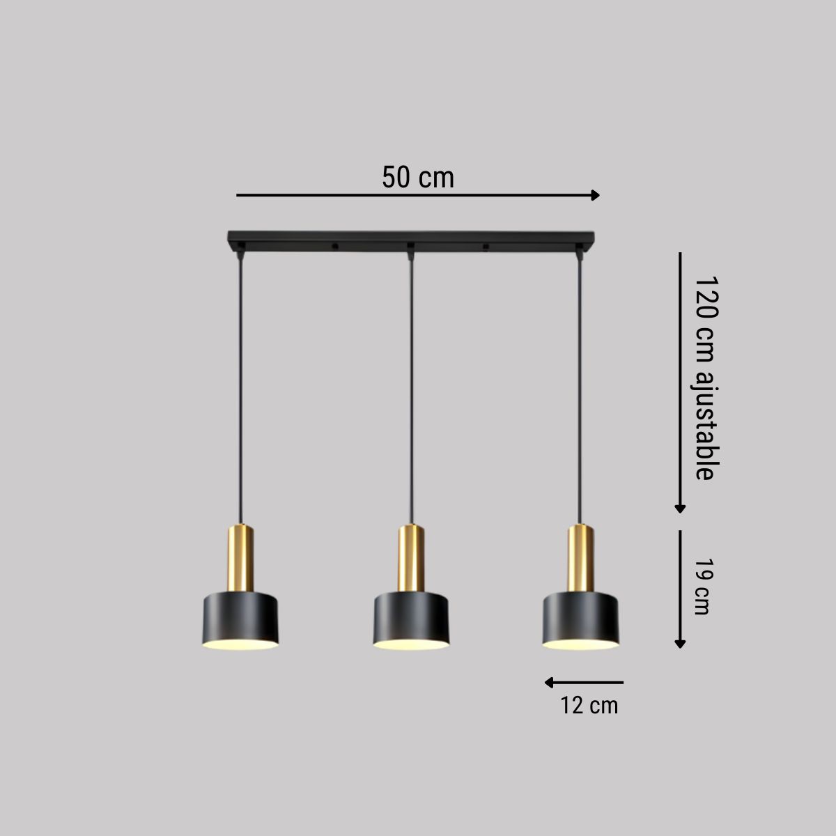 Lustre cuisine petite suspension noire et dorée, vue 8