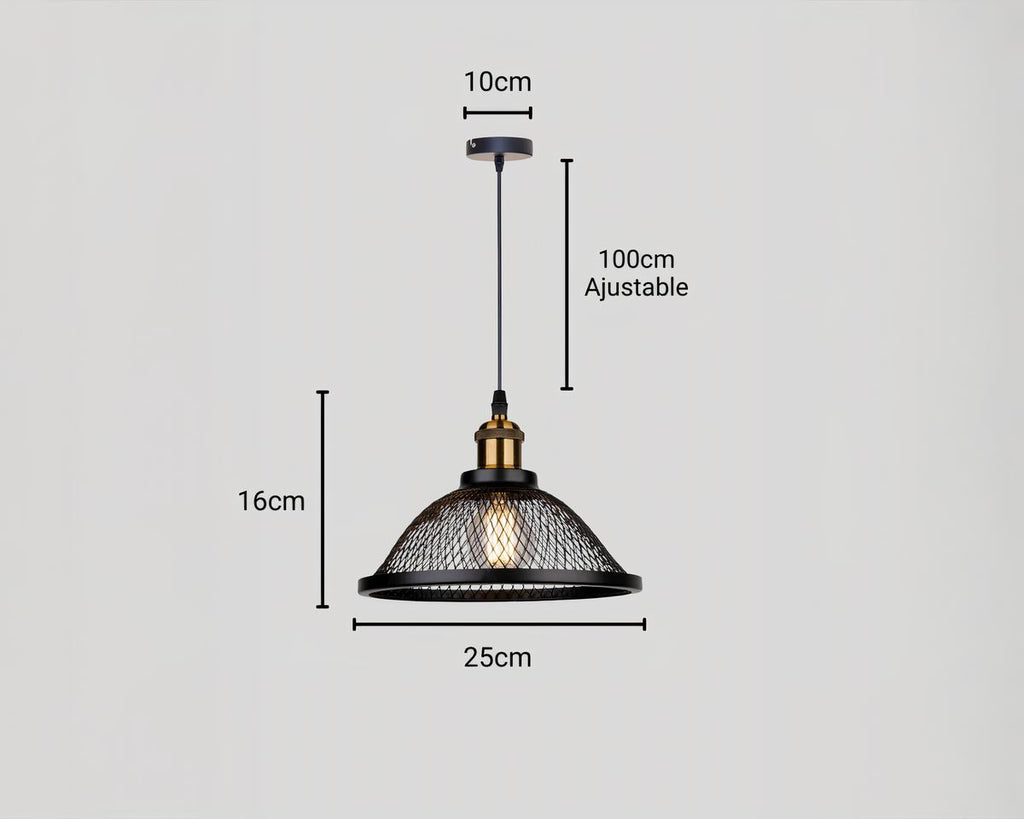 Lustre cuisine cage en maille noire et laiton, vue 5