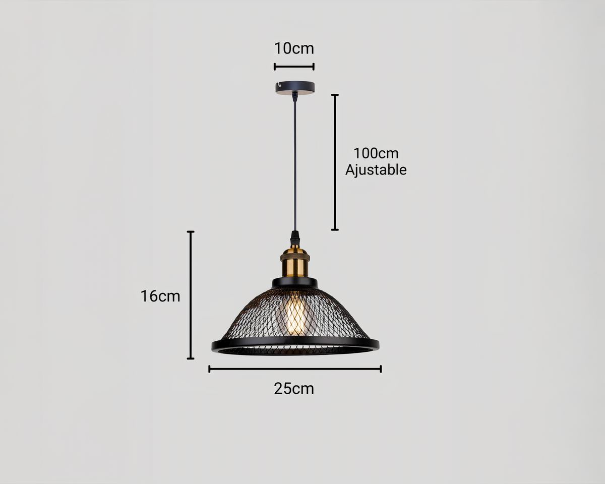 Lustre cuisine cage en maille noire et laiton, vue 5