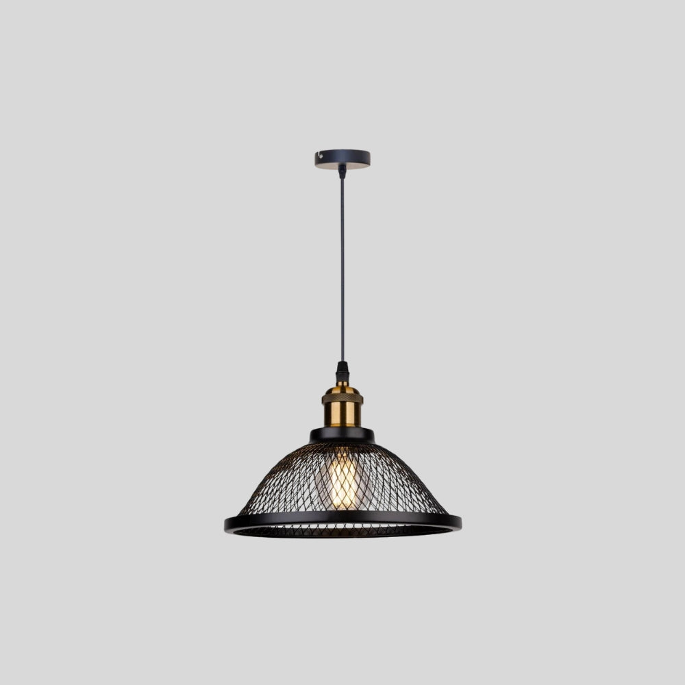 Lustre cuisine cage en maille noire et laiton, vue 7