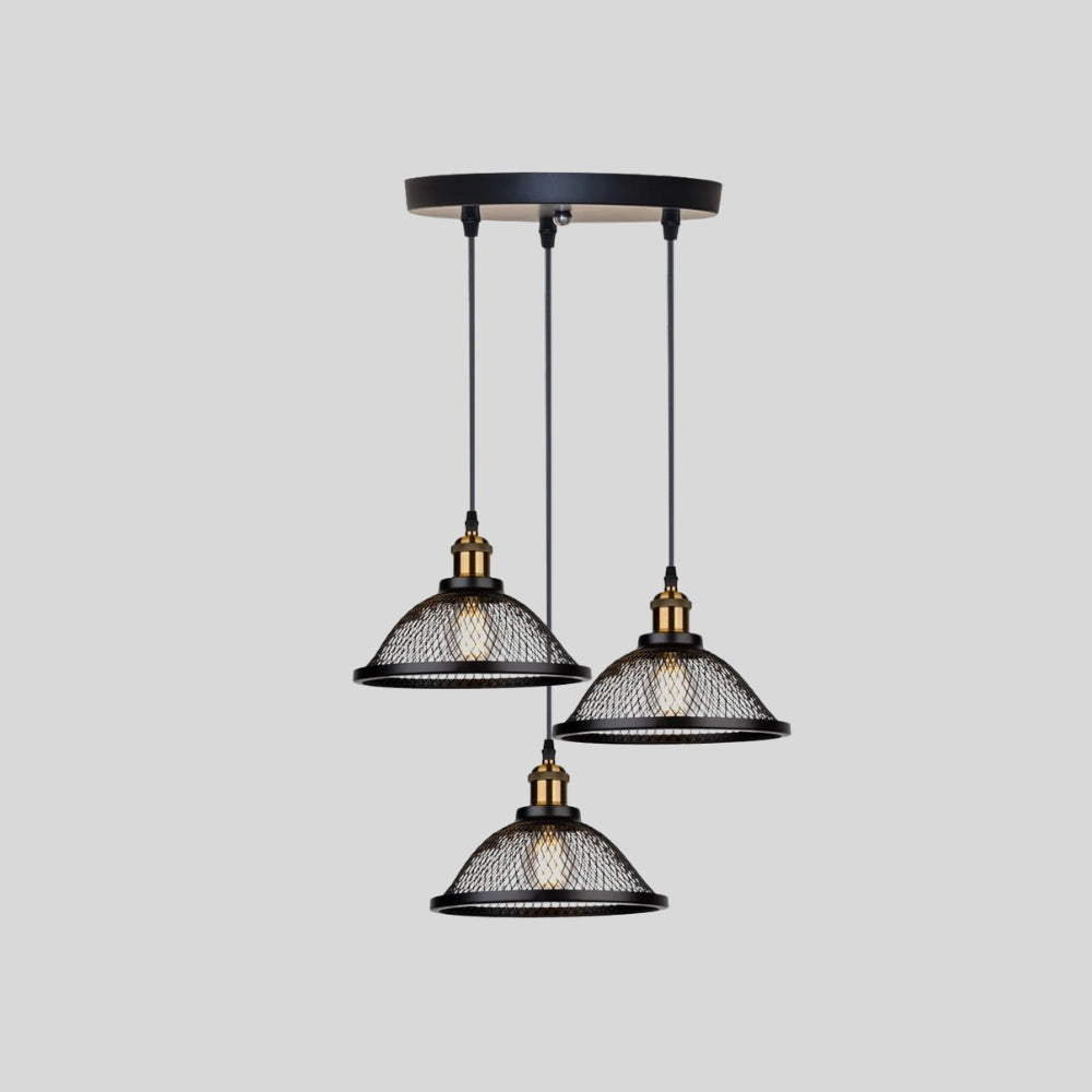 Lustre cuisine cage en maille noire et laiton, vue 8
