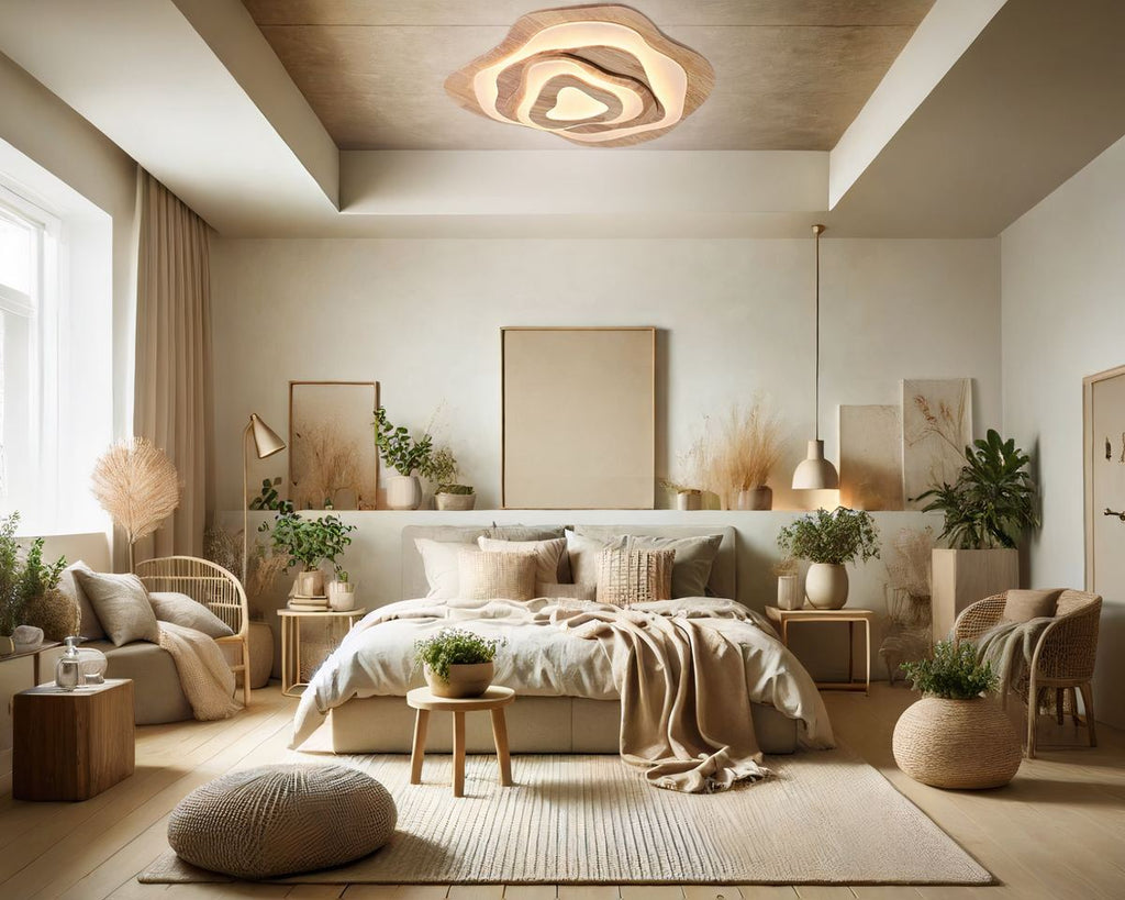 Lustre chambre adulte en bois aux courbes organiques
