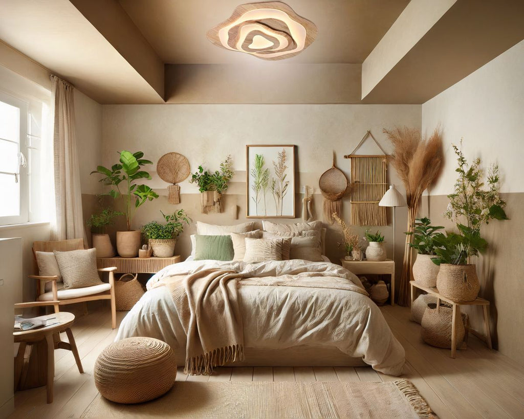 Lustre chambre adulte en bois aux courbes organiques, vue 2