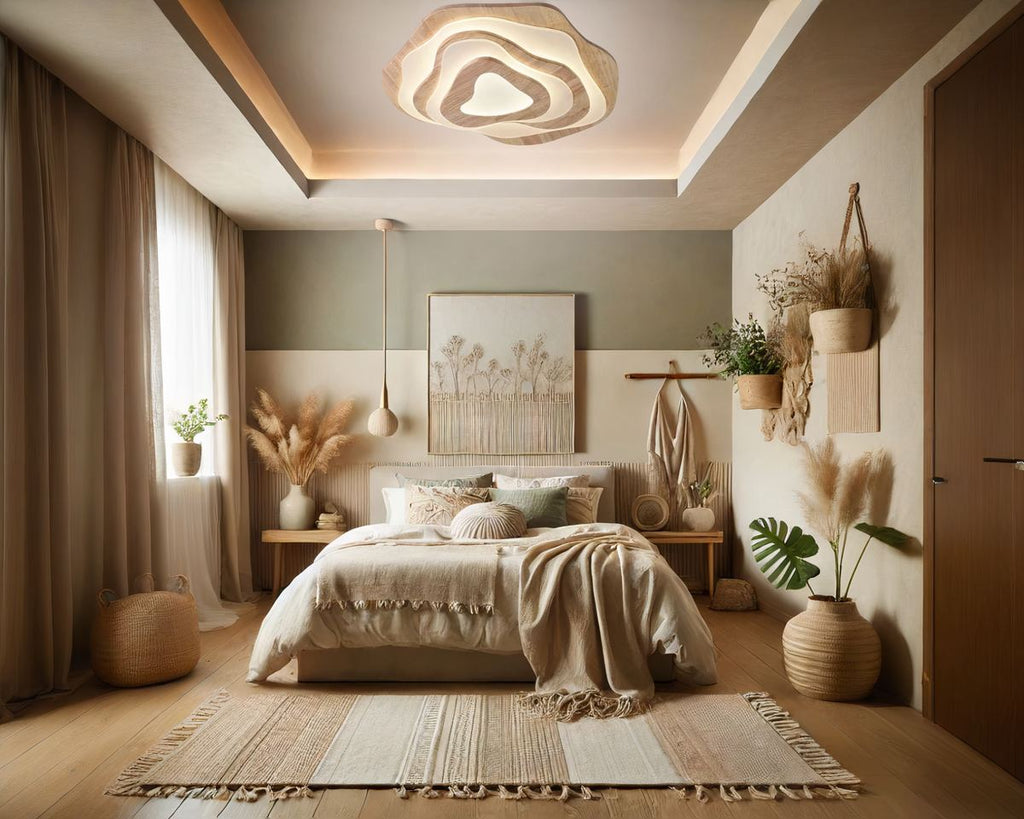 Lustre chambre adulte en bois aux courbes organiques, vue 4