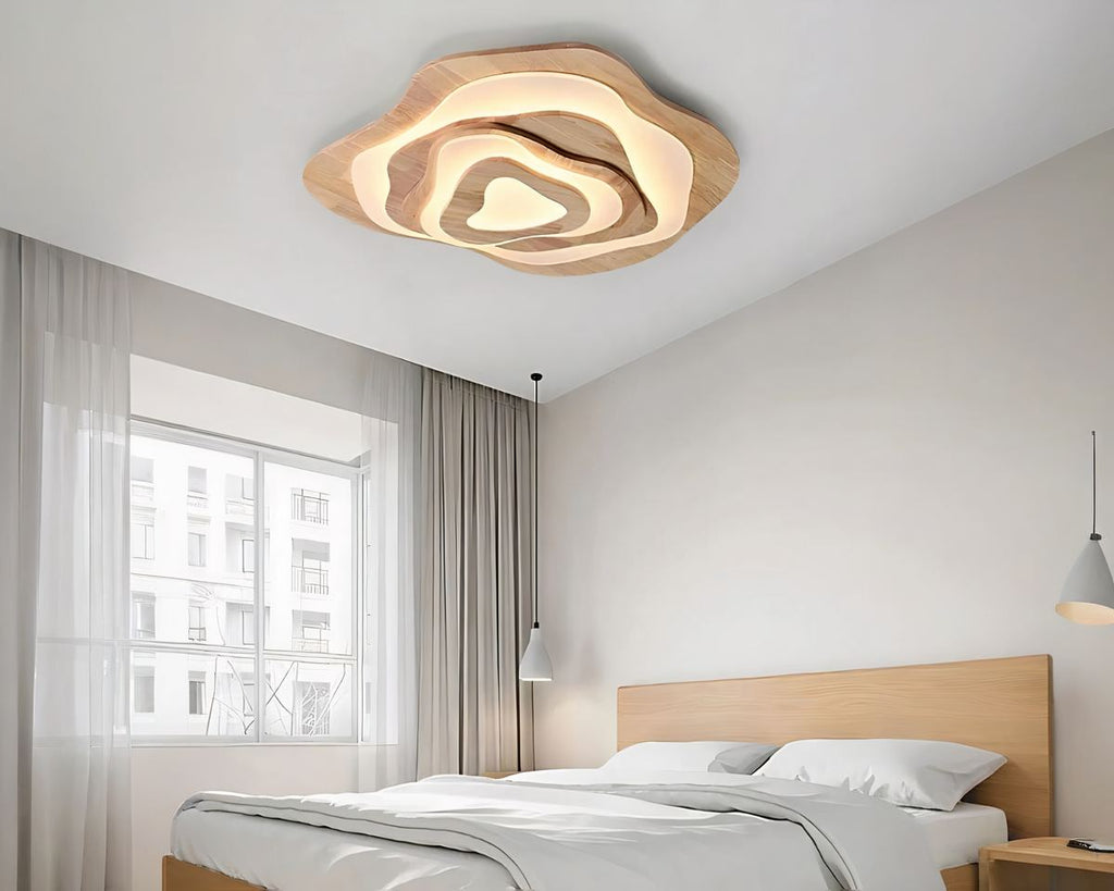 Lustre chambre adulte en bois aux courbes organiques, vue 5