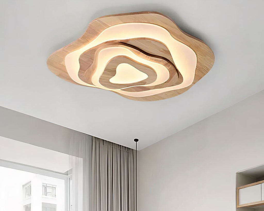 Lustre chambre adulte en bois aux courbes organiques, vue 6