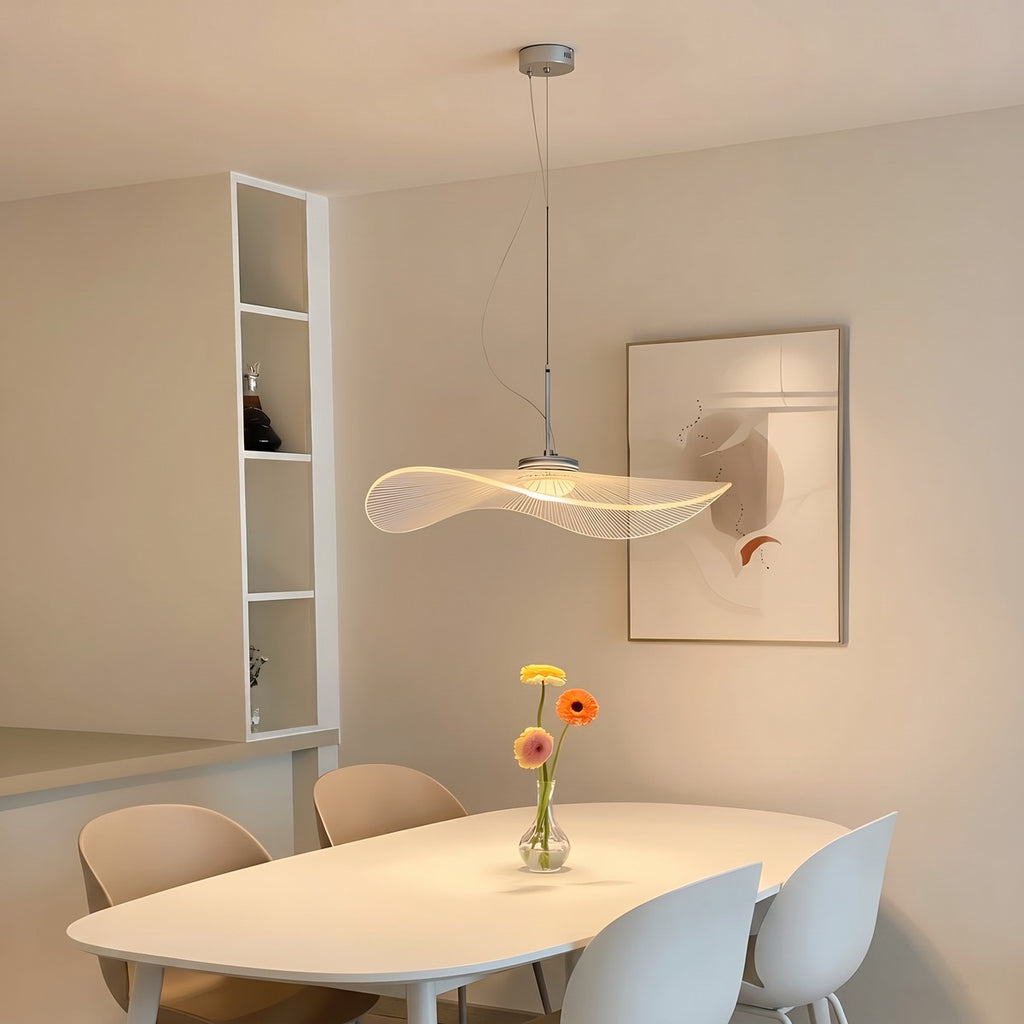 Lustre moderne aérien en acrylique blanc, vue 5