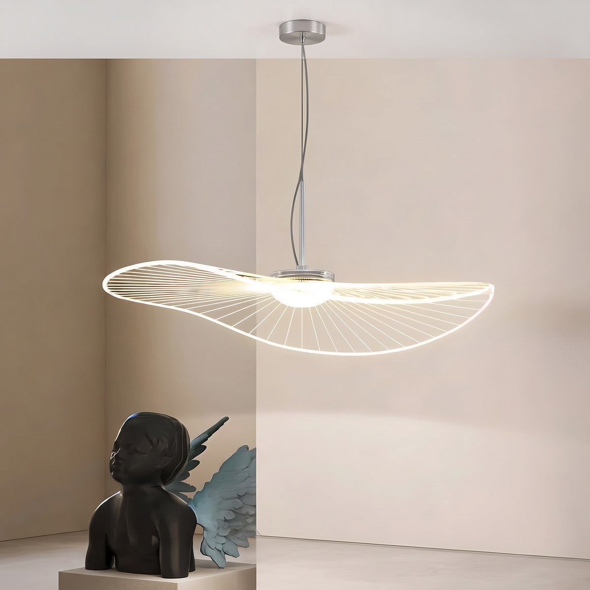 Lustre moderne aérien en acrylique blanc, vue 6