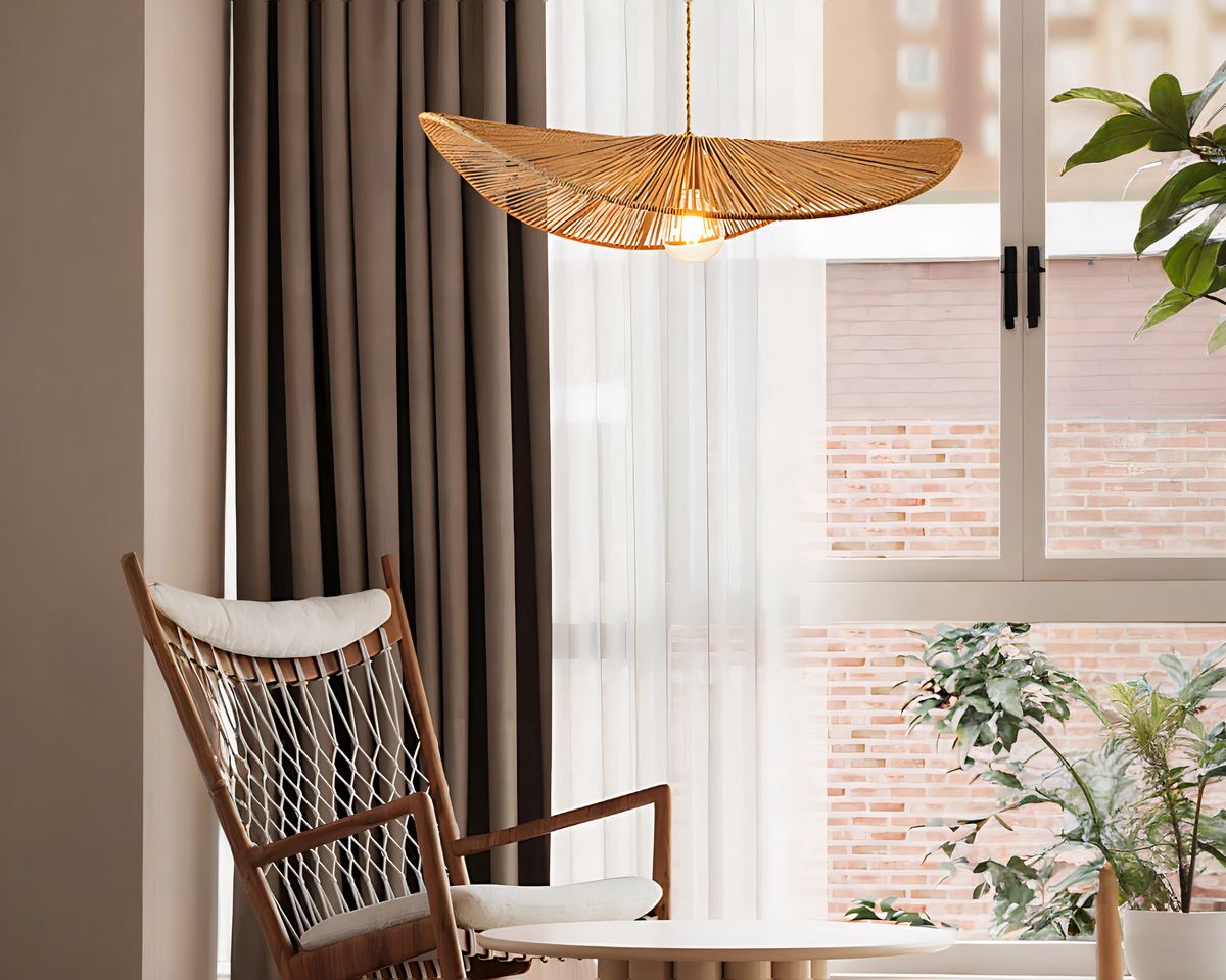 Lustre bohème en chanvre cordé aux fils aériens, vue 5