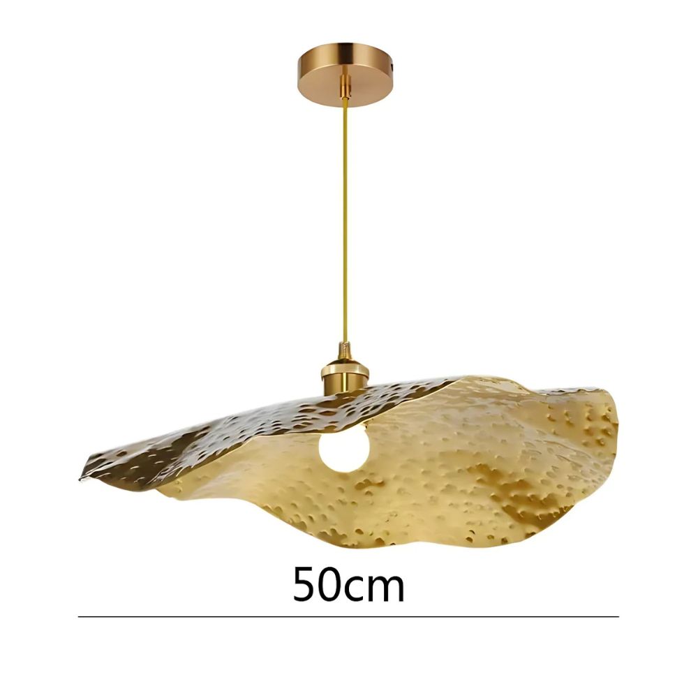 Lustre en fer forgé martelé doré forme chapeau, vue 10