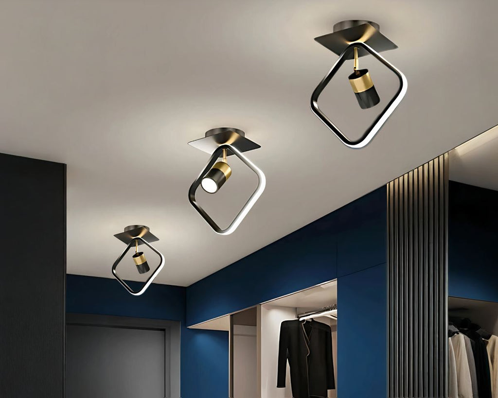 Lustre dressing plafonnier géométrique rond ou carré, vue 3