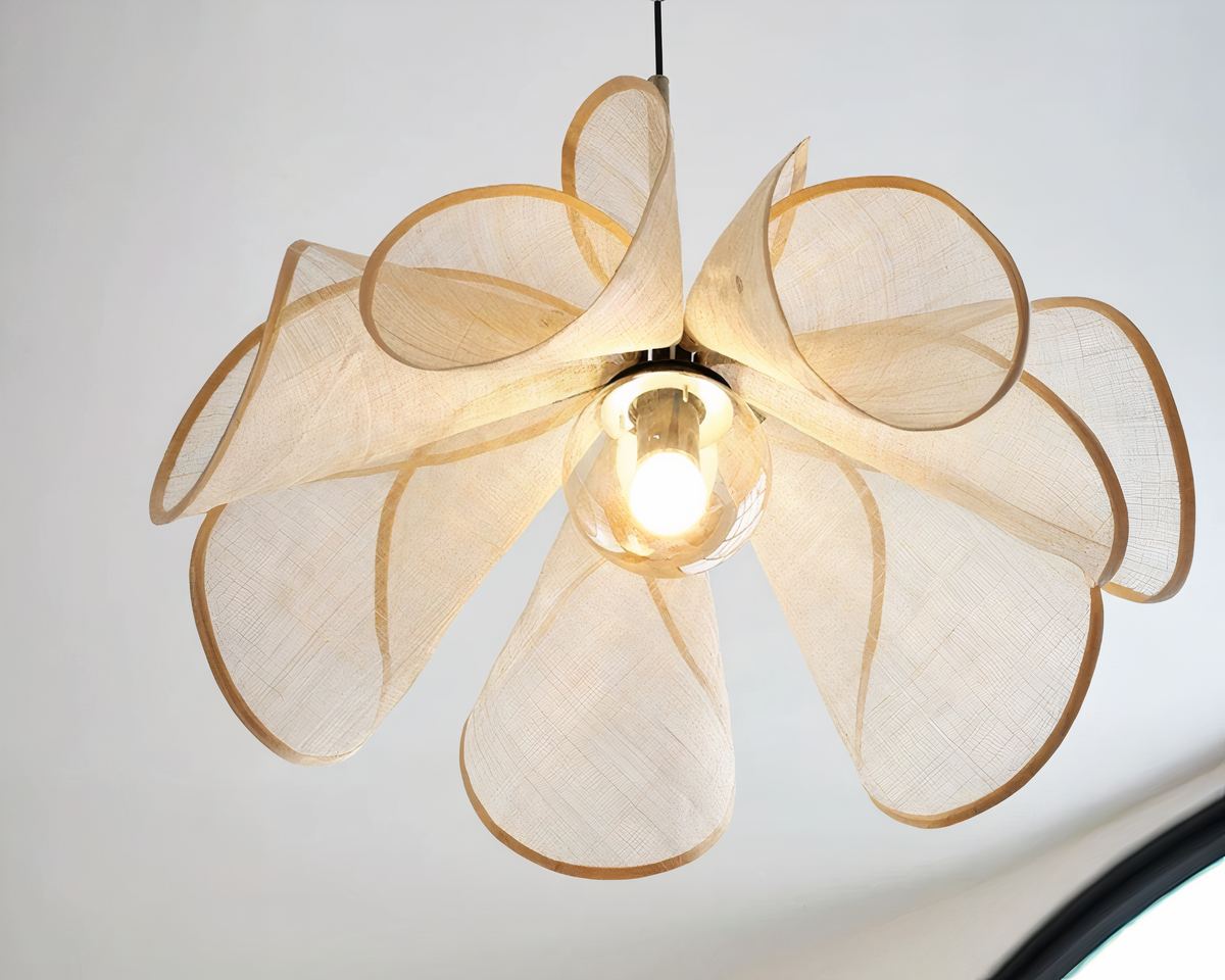 Lustre dressing en tissu beige façon fleur ouverte, vue 6