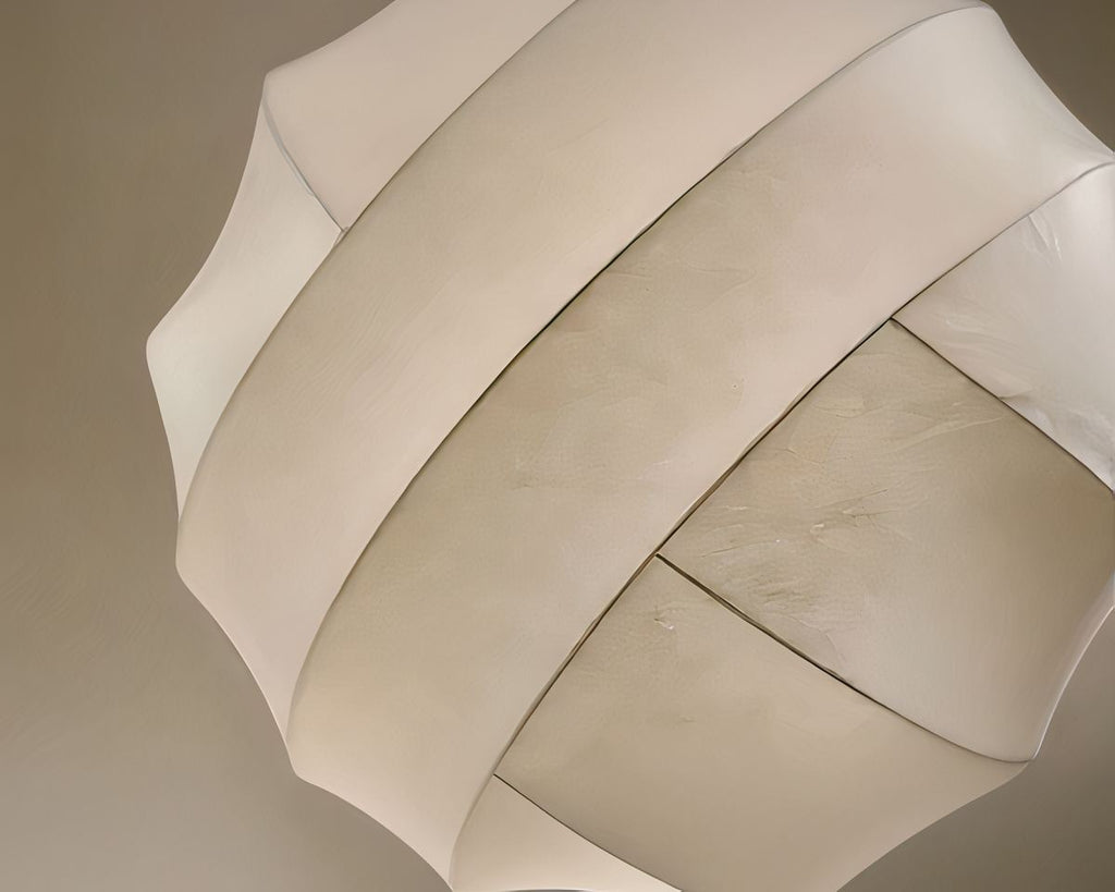 Lustre dressing rond en soie beige aux courbes douces, vue 7