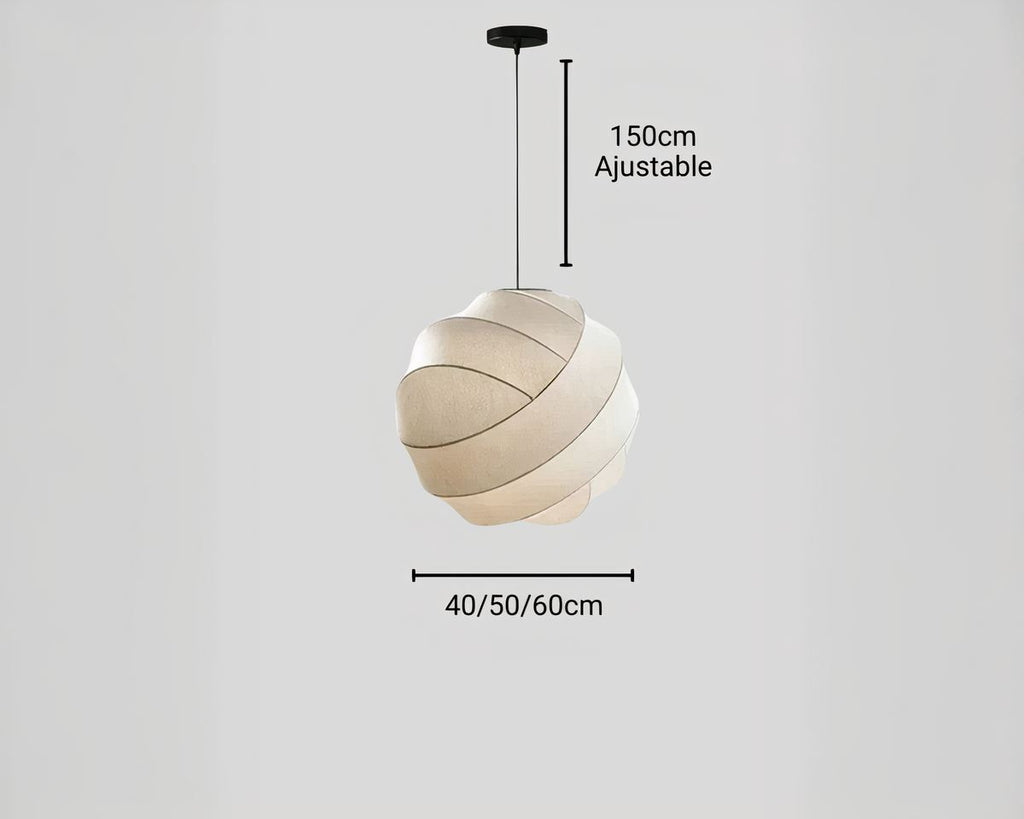 Lustre dressing rond en soie beige aux courbes douces, vue 8