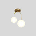 Lustre entrée à deux globes sur tige métallique, vue 10