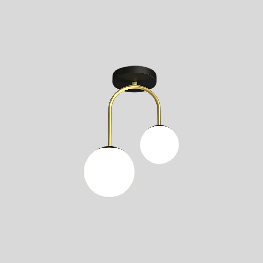 Lustre entrée à deux globes sur tige métallique, vue 11