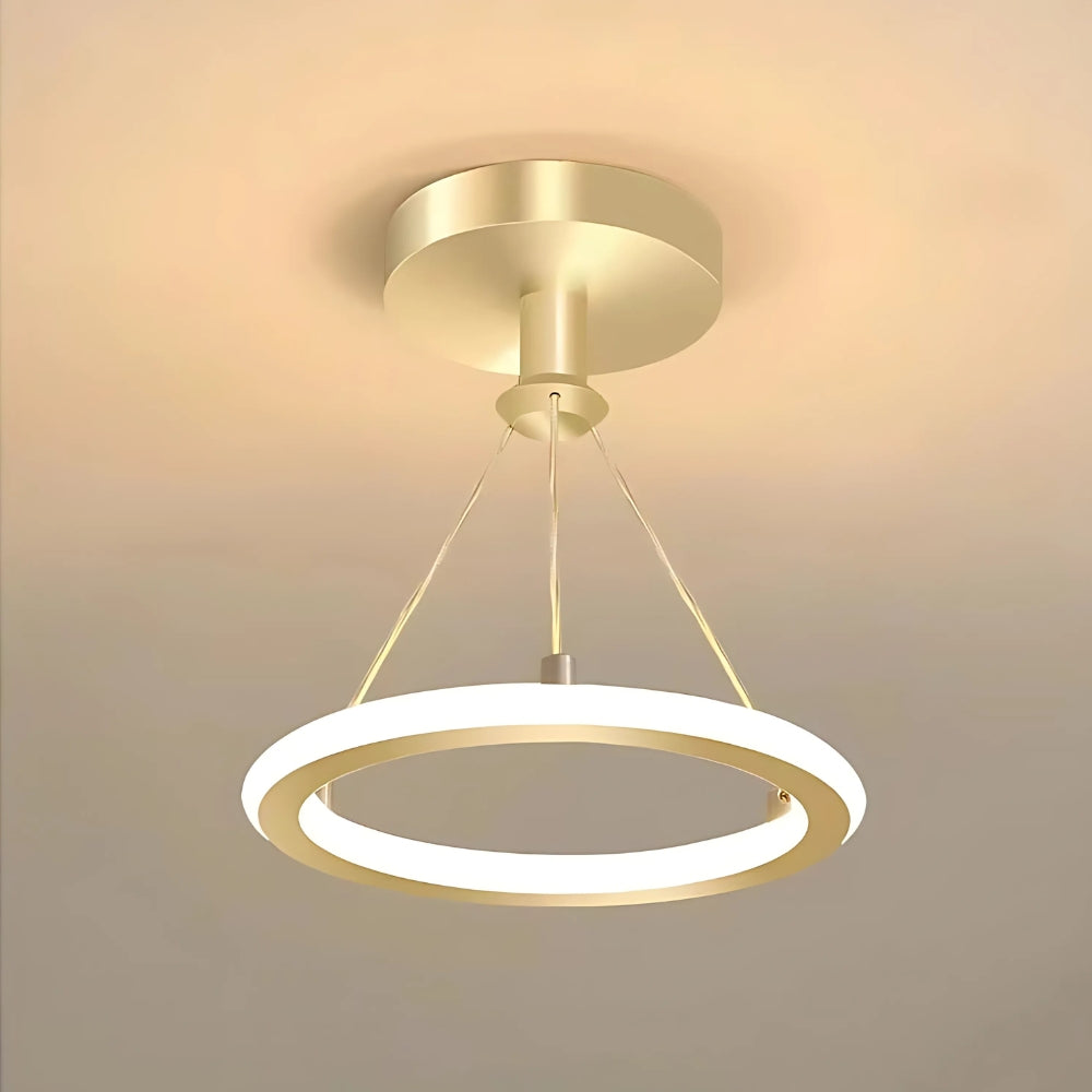 Lustre entrée anneau lumineux suspendu noir ou doré, vue 7