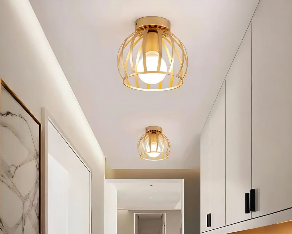 Lustre boule cage en fer forgé pour couloir, vue 4