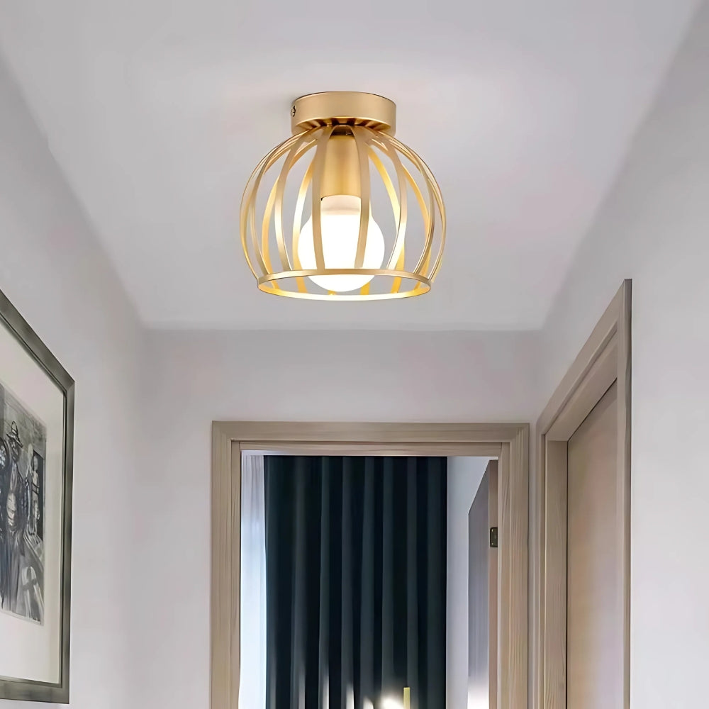 Lustre boule cage en fer forgé pour couloir, vue 6
