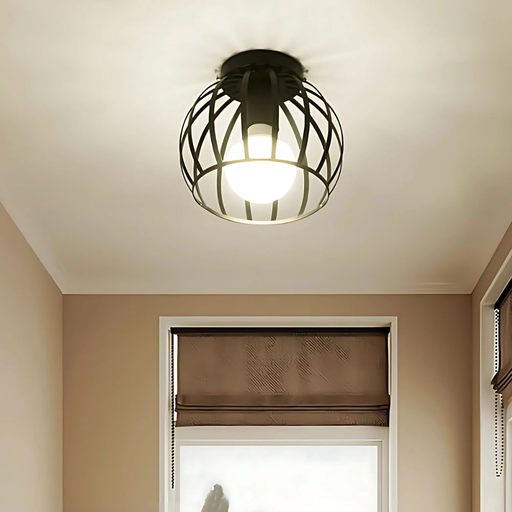 Lustre boule cage en fer forgé pour couloir, vue 7