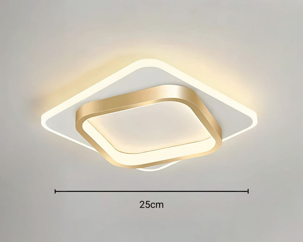 Lustre entrée LED plat carré ou rond, noir ou doré, vue 7