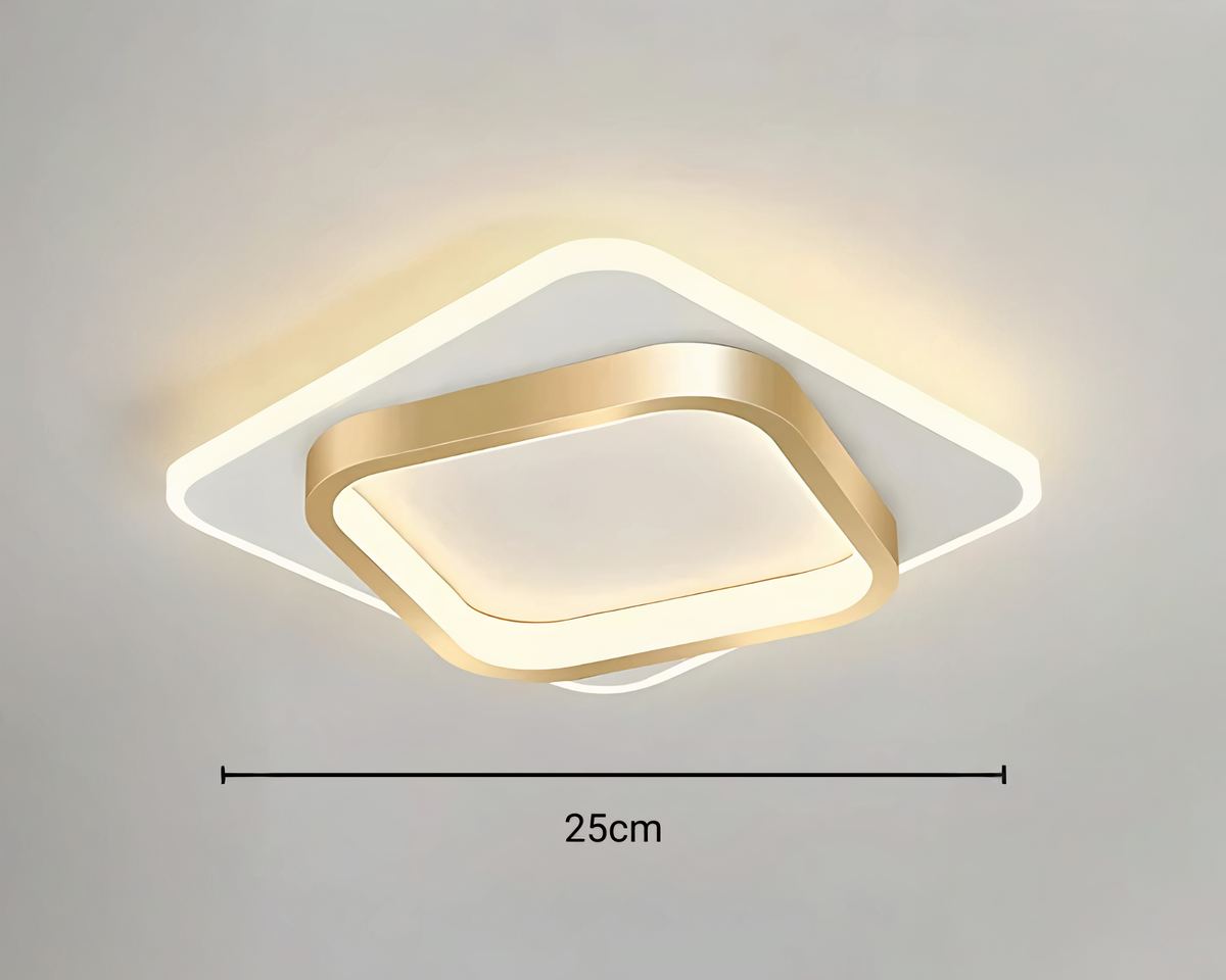 Lustre entrée LED plat carré ou rond, noir ou doré, vue 7