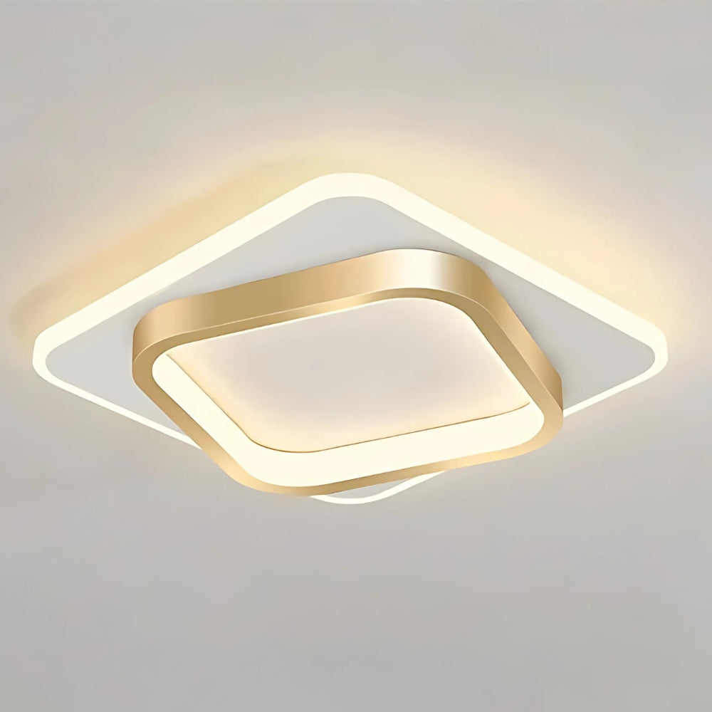 Lustre entrée LED plat carré ou rond, noir ou doré, vue 8