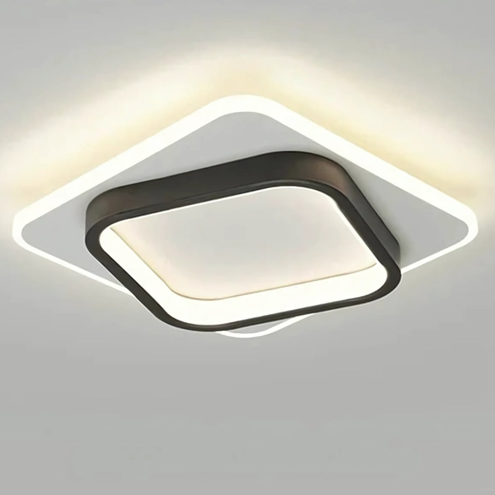 Lustre entrée LED plat carré ou rond, noir ou doré, vue 10