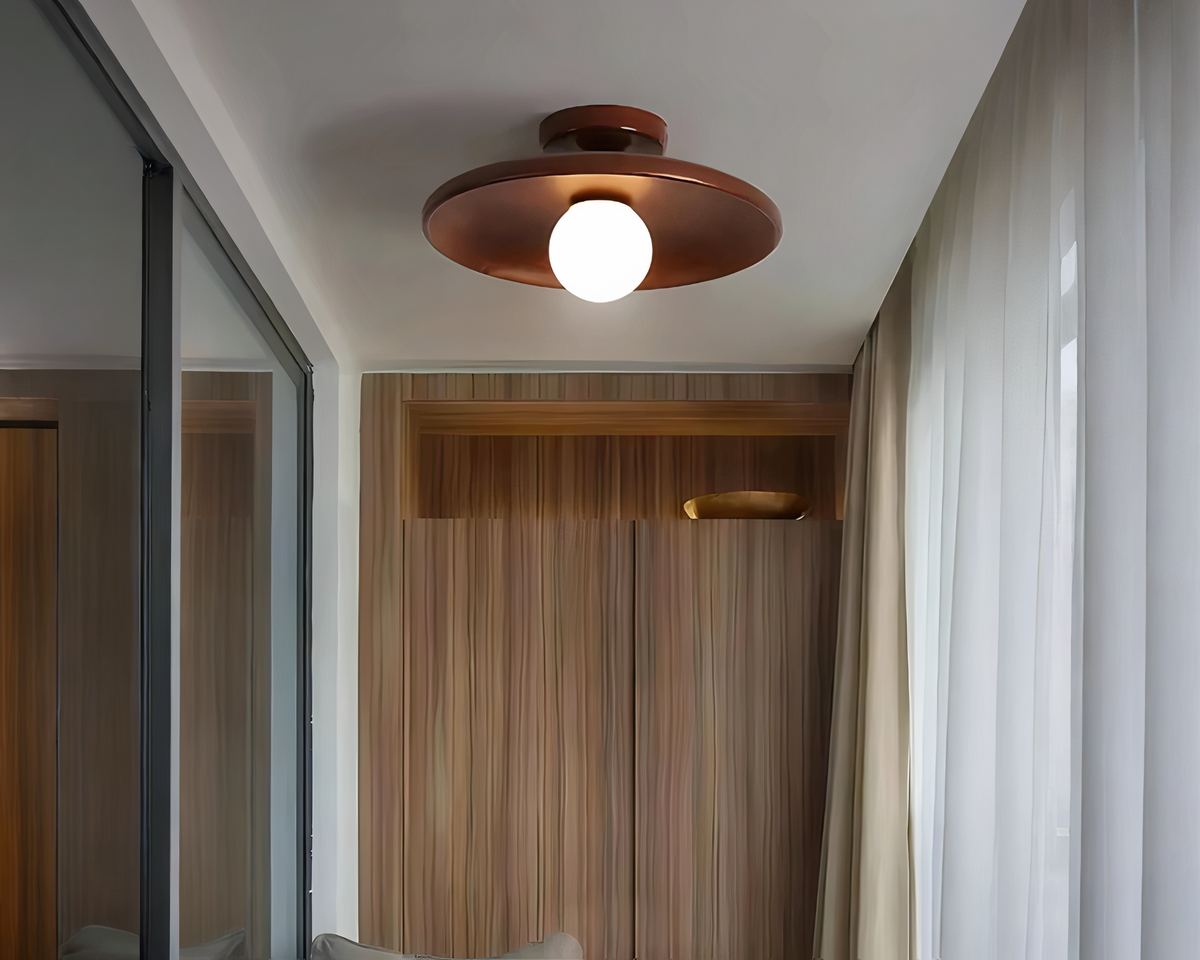 Lustre bohème rond en bois massif pour couloir, vue 2