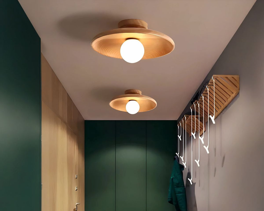Lustre bohème rond en bois massif pour couloir, vue 3