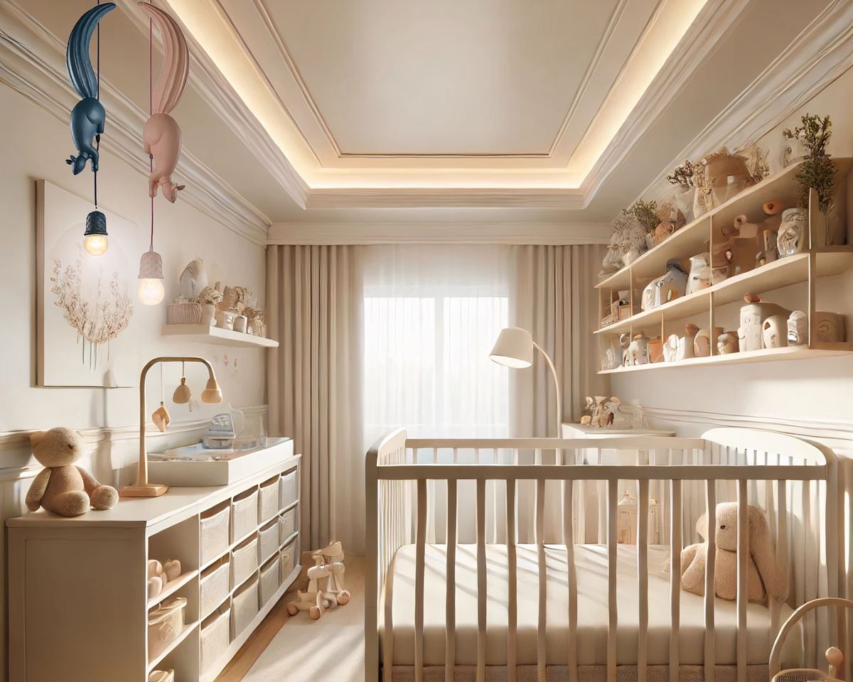 Lustre chambre bébé écureuil suspendu en résine, vue 4