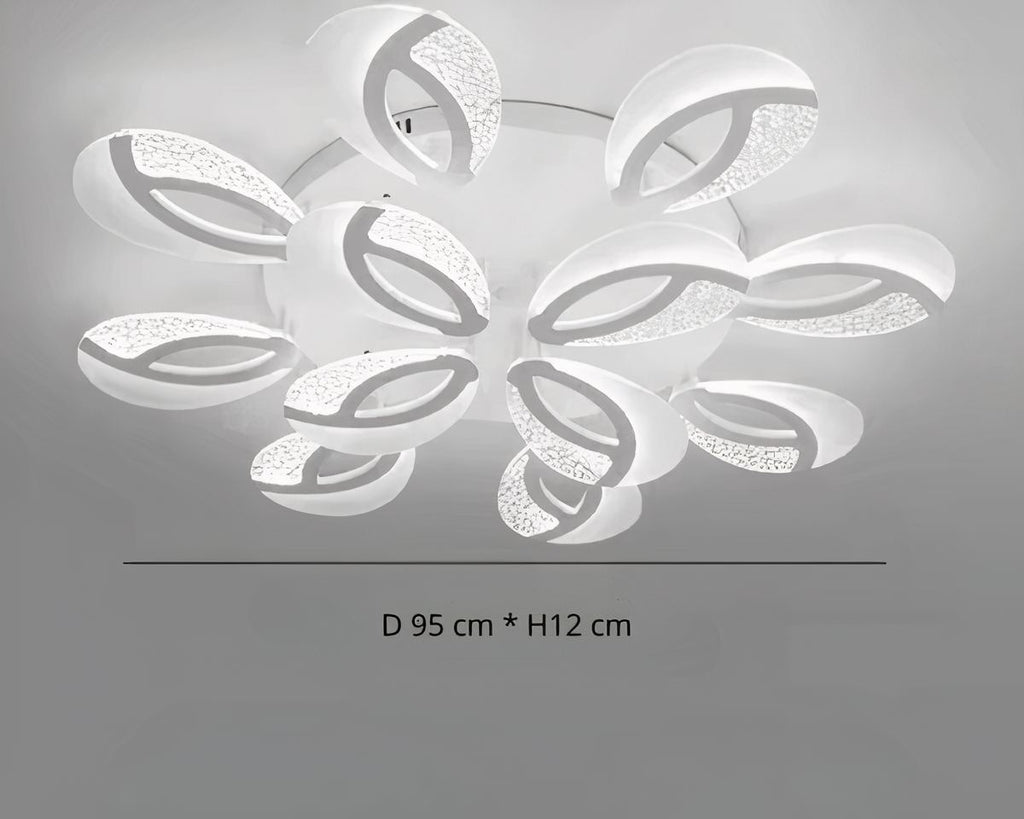 Lustre moderne salon en pétales blancs avec télécommande, vue 5